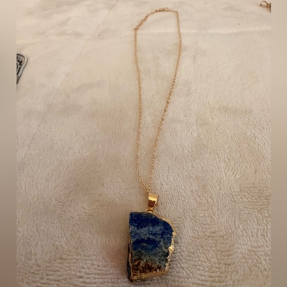 Bri Bee Jewelry - Raw Sodalite Gold Necklace – 16-18” Adjustable Stainless Steel Chain | Boho